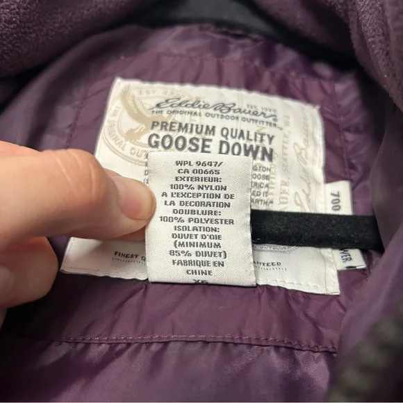 Eddie Bauer purple 700 down fill puffer jacket size XL - Picture 4 of 8